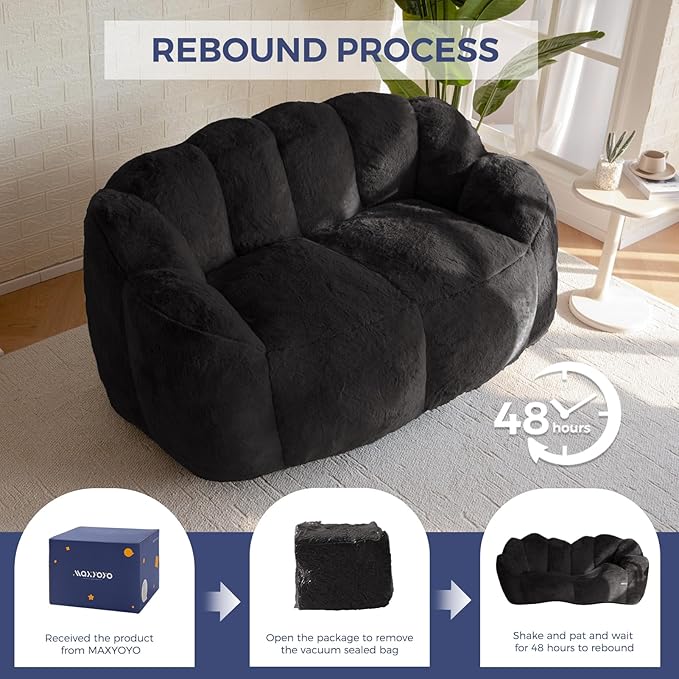 MAXYOYO Bean Bag Chair for Adults, Loveseat Floral Shaped Bean Bag Sofa