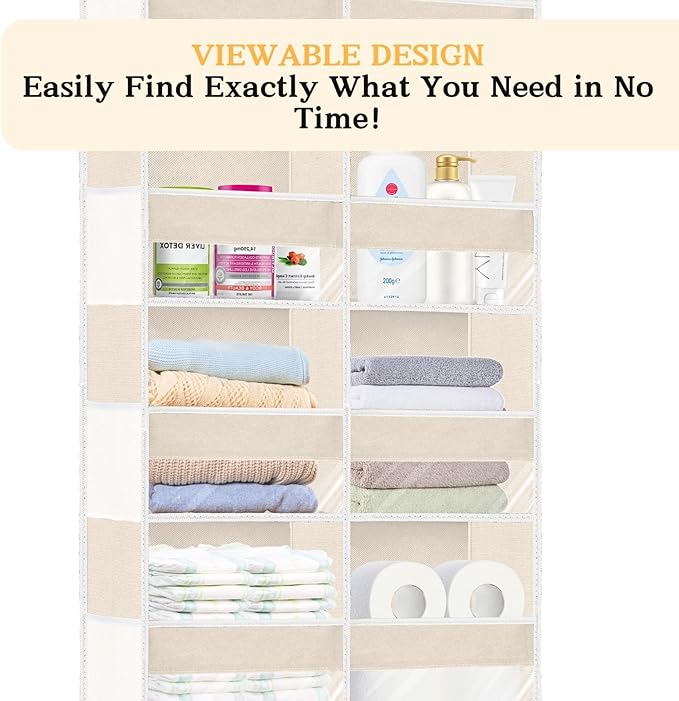2 Pack Over The Door Organizer 6 Tiers, Extra Large Behind Door Storage of 12