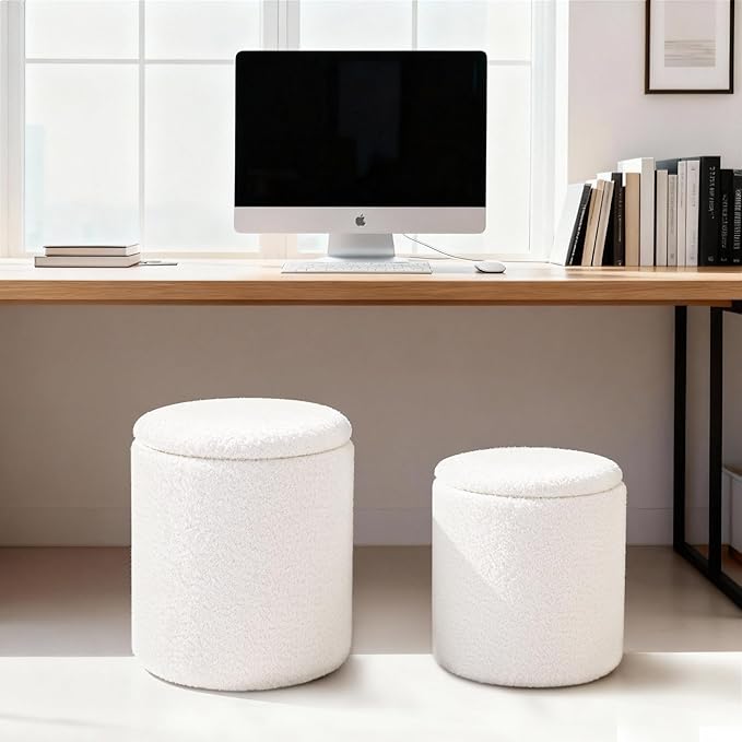 CAROLMADE Set of 2 Round Ottoman