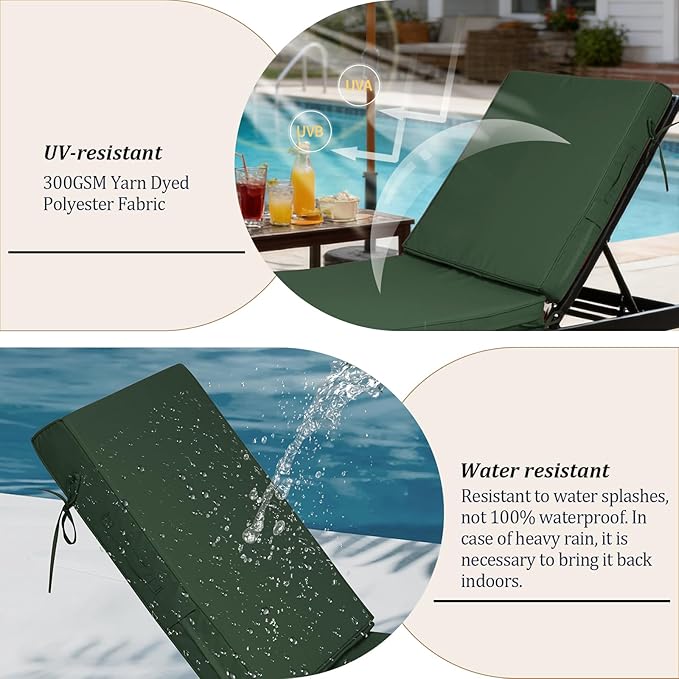 80x26x4in Lounge Cushions for Outdoor Furniture, Outdoor Lounge Chair Cushions