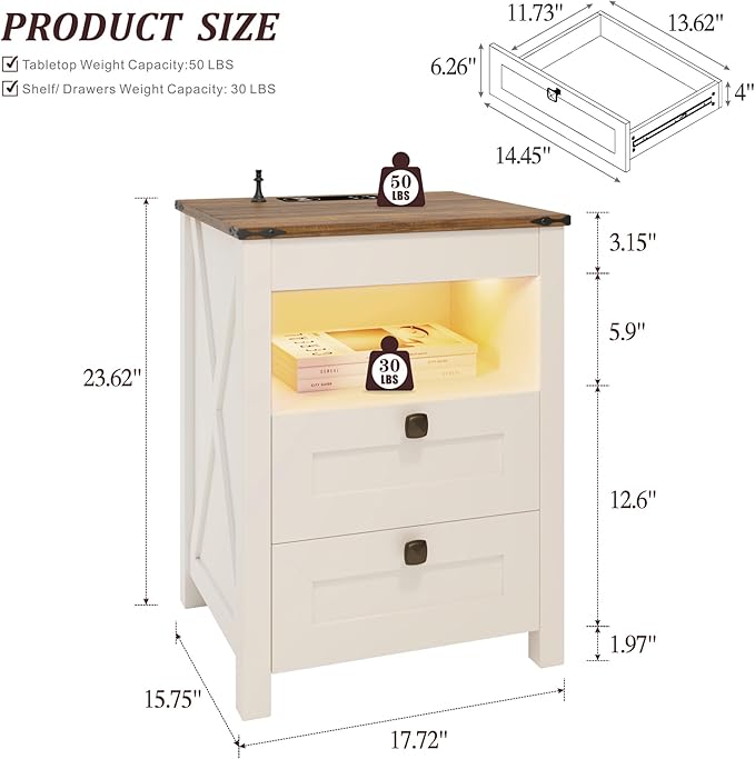 HWB LED Nightstand Set of 2