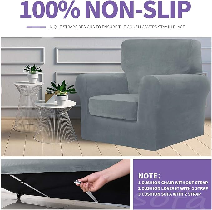 ZNSAYOTX Oversized Velvet 3 Piece Couch Cover