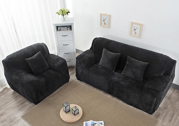 vctops 1-Piece Velvet Plush Stretch Loveseat Sofa Slipcover