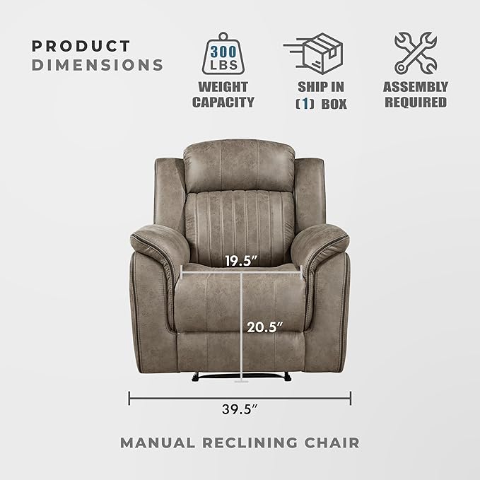 Lexicon Recliner Chair, Home Theater Seating, Manual Polished Microfiber