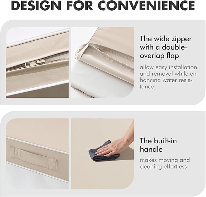 MIULEE Beige Outdoor Seat Cushion 22x22 Inch Waterproof & 3 Year Fade Resistant
