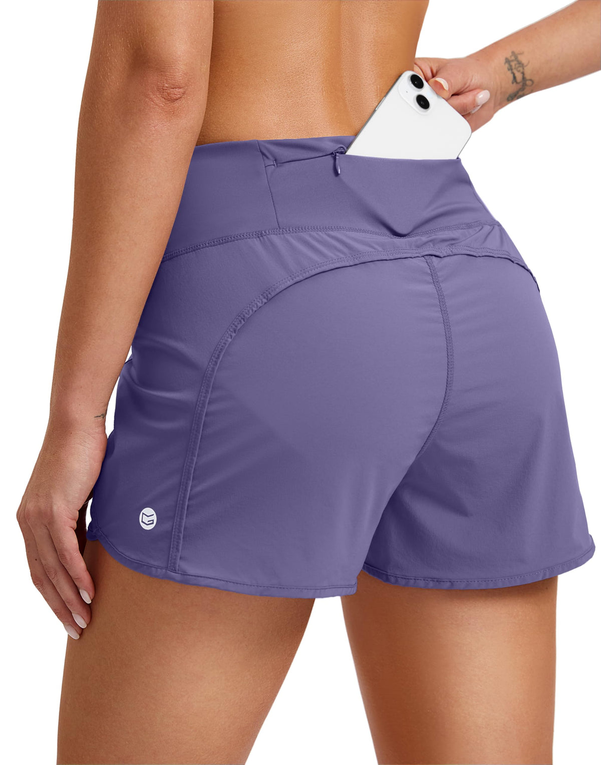 G Gradual Women's Running Shorts with Mesh Liner 3" Workout Athletic Shorts for Women with Phone Pockets(Dusty Purple,Small)