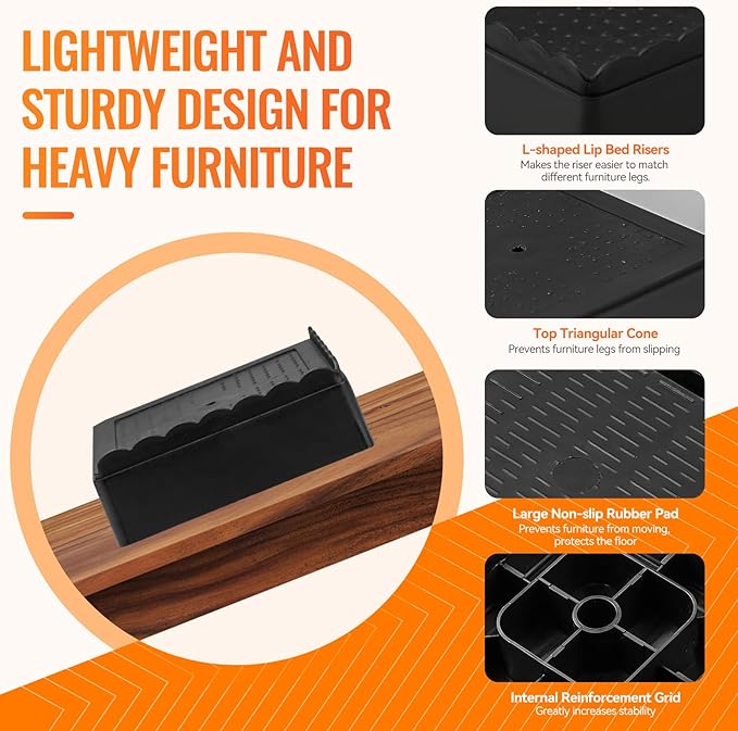 Furniture Risers, 8 Pack Bed Risers