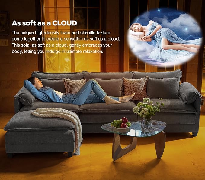 ELUCHANG Oversized 153" Modular Sectional Sofa, Comfy Cloud Couch, L Shaped