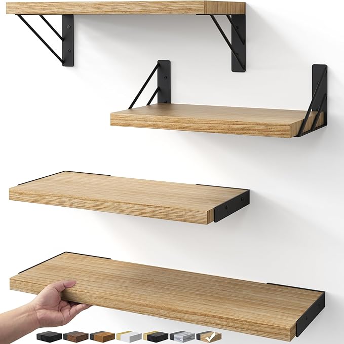 BAYKA Wall Shelves for Bedroom Decor, Floating Shelves for Living Room Kitchen