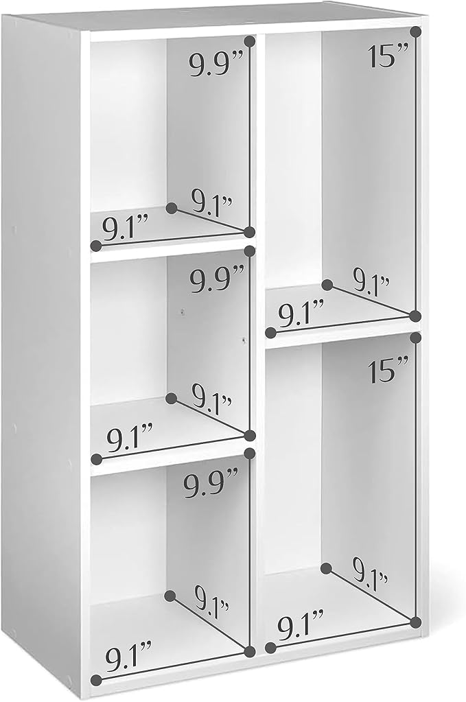 Amazon Basics 5 Cube Storage Organizer Bookcase, Sturdy Shelves