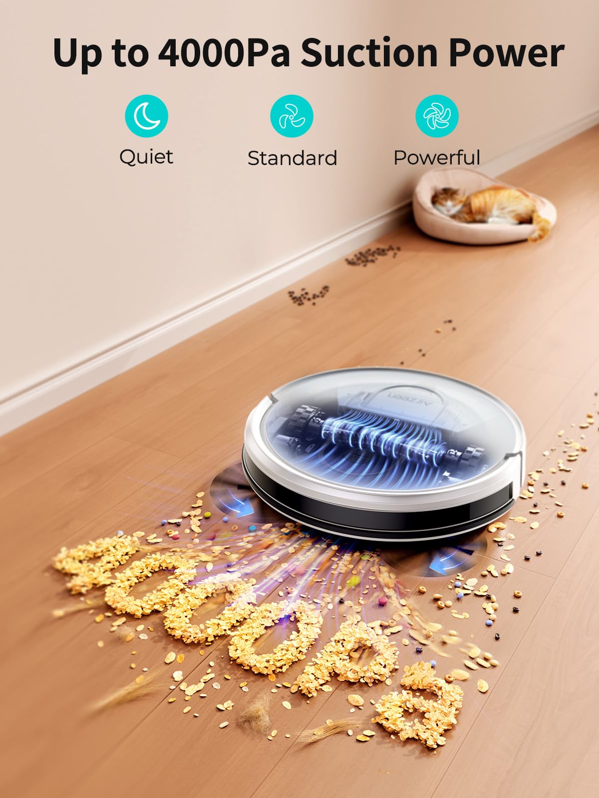 Robot Vacuum and Mop - 4000Pa Powerful Suction, APP/Alexa Control, 3-in-1 Cleaning Solution with Auto Self-Charging, Perfect for Pet Hair, Carpets, and Hard Floors