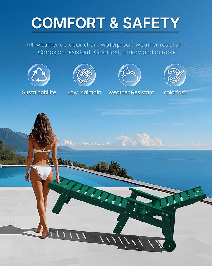 Patio Chaise Lounge Chair Set of 2, Oversize Lounge Chairs