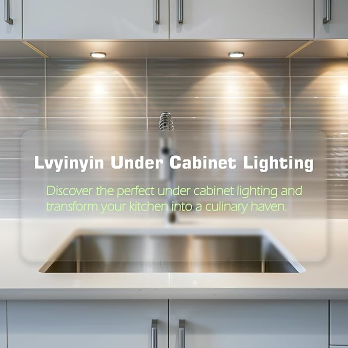 Curio Cabinet Lights Kit, Over Under Counter LED Puck Lights, Low Profile 0.3"