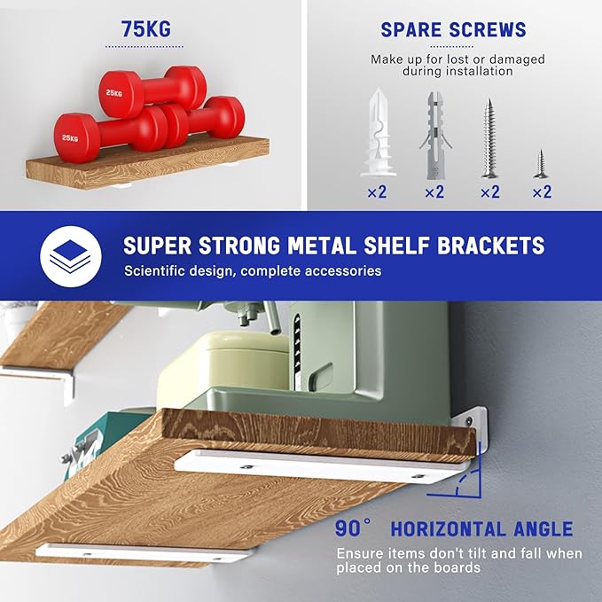 Goovilla Shelf Bracket, Heavy Duty Floating Shelf Brackets 10 inch Long