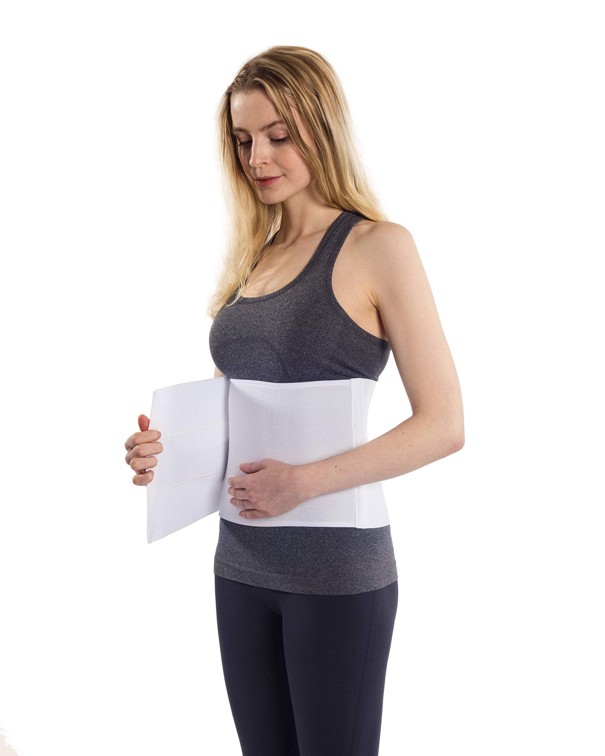 NYOrtho Abdominal Binder for Women - Soft Belly Wrap for Post-Surgery Recovery, Swelling, Hernia & Core Support - Plush, Adjustable, Latex-Free Compression Belt - 3 Panel 9" High - Small 30"-45"