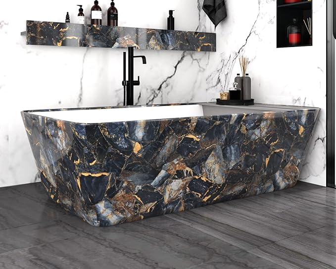 Black Marble Contact Paper Waterproof Removable Peel and Stick Wallpaper Film