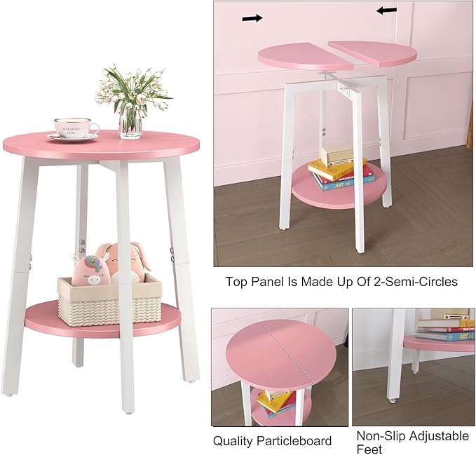 sthmec Side Table Set of 2, Small Round End Table