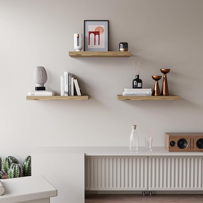 Upassion Floating Shelves for Wall Set of 3, Frame Display Floating Shelf for