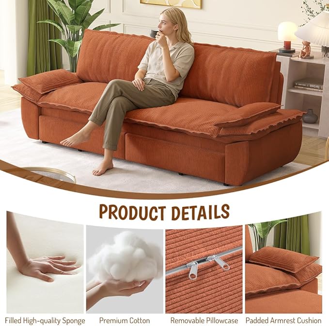 73.2" Sofa Bed Queen, 3-in-1 Pull Out Sofa Bed