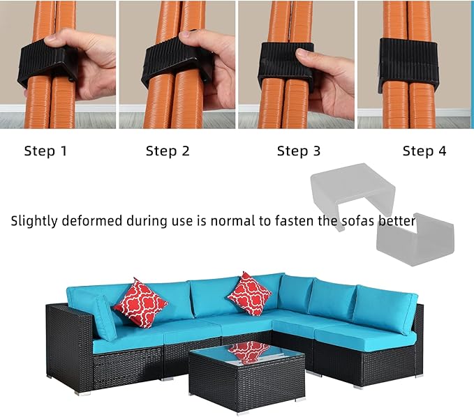 SUQ I OME Pack of 10 Outdoor Patio Garden Wicker Rattan Furniture Aligment Sofa