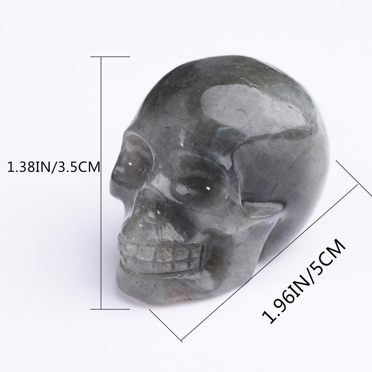 WUYOUSHI 2.0" Moonstone Skull Decor Statue Crystals and Healing Stones Skull Figurine Polished Gemstones Bedroom Office Desk Halloween Decoration