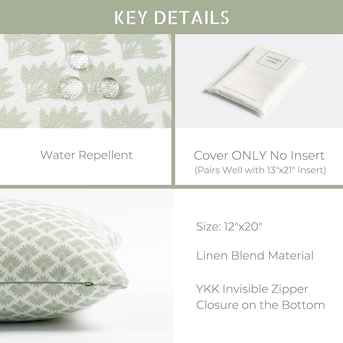 Crumbs Home Modern Farmhouse Fall Linen Indoor Outdoor Lumbar Pillow Cover Only