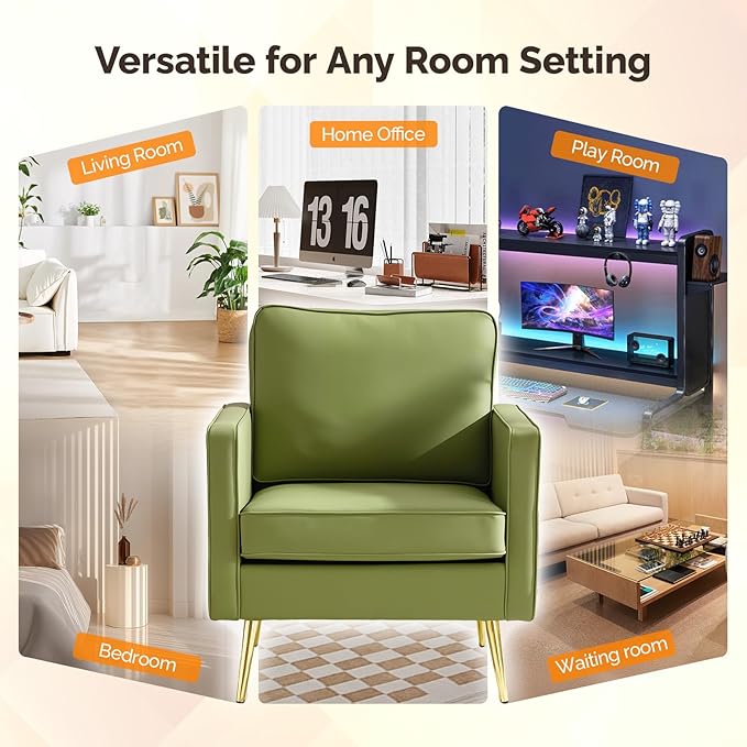 VINGLI Modern PU Leather Accent Chair, Single Sofa Chair