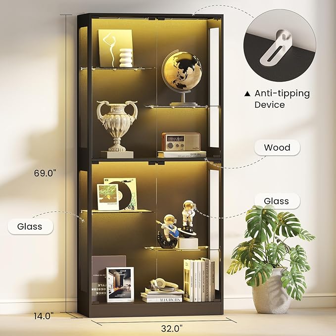 Lamtor 69-Inch Glass Display Cabinet