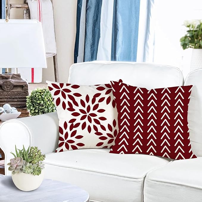 YCOLL Christmas Pillow Covers 16x16 Set of 4, Modern Sofa Throw Pillow Cover