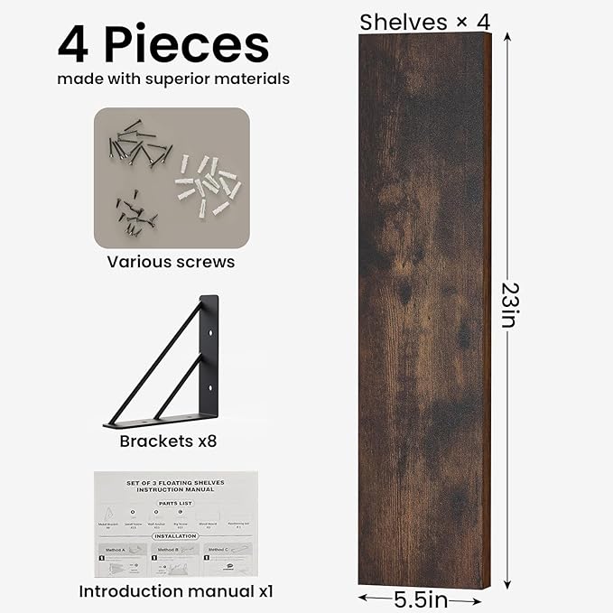 BAYKA Wall Shelves for Bedroom Decor, Floating Shelves for Wall, Display
