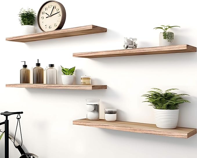 YYWUOJJ Wood Floating Shelves for Wall Decor, Rustic Wall Shelves for Bedroom