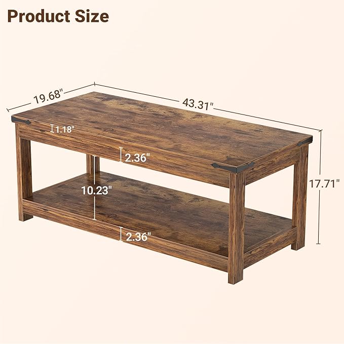 Homieasy 43.3” Rectangular Coffee Table
