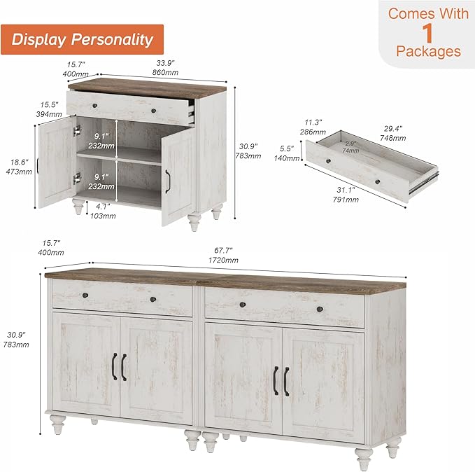 WAMPAT Farmhouse TV Stand for 75 inch TV