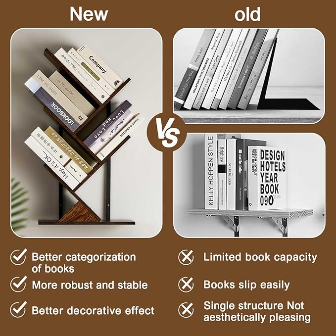 5 Tier Tree Bookshelf Floating Book Shelves