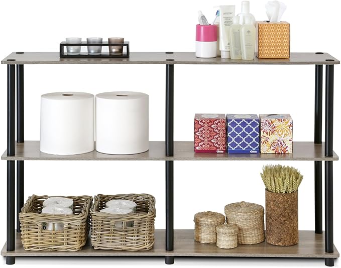 Furinno TURN-N-TUBE Storage Shelves, 3-Tier 47.4 Wide Book Shelf, Corner Shelf
