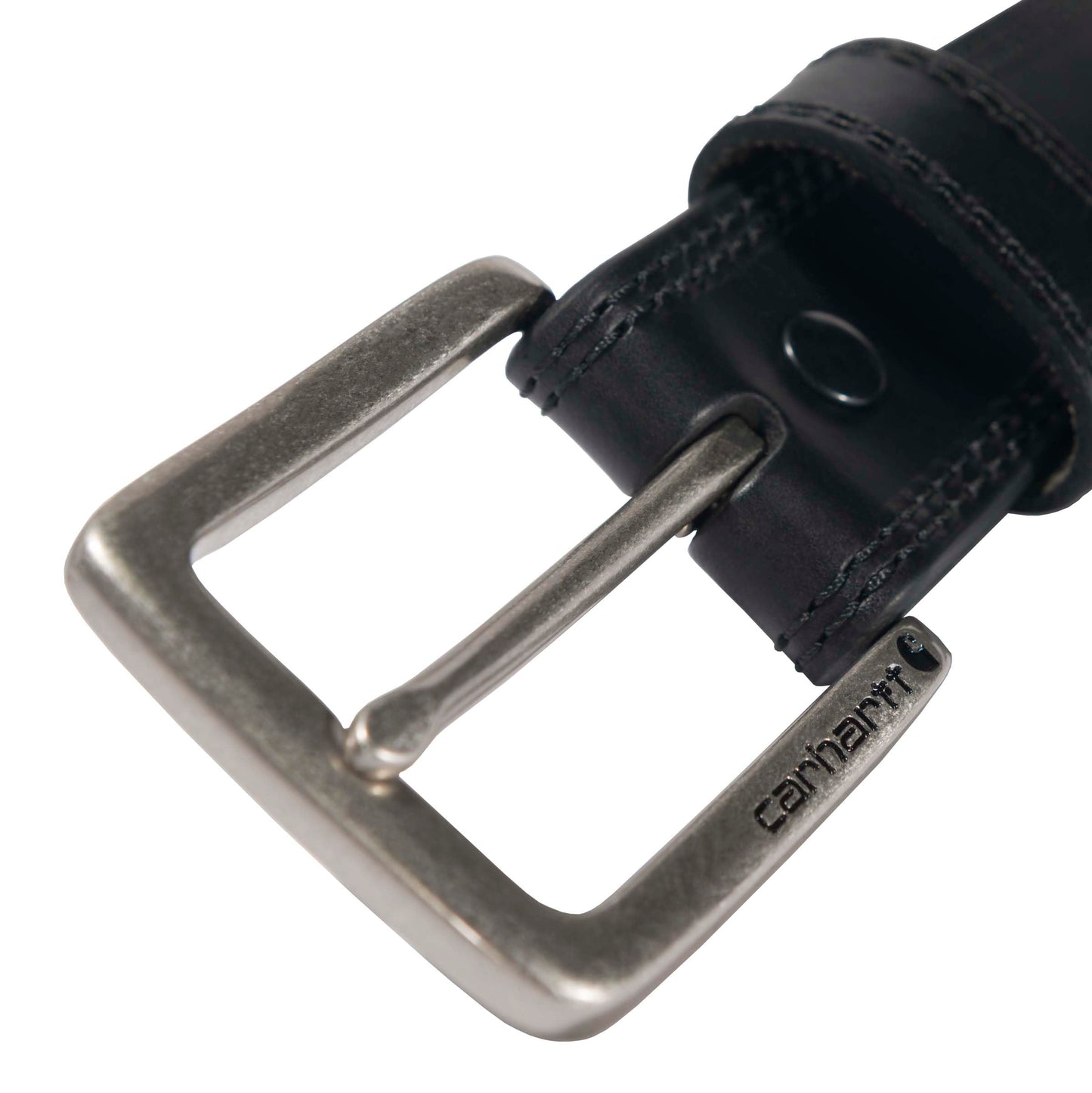 Carhartt Men's Leather Engraved Buckle Belts, Black w/Brushed Roller Finish, 36