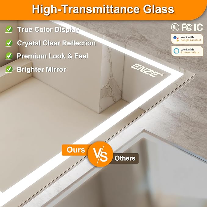 ENZE 24"x40" Smart Lighted Bathroom Mirror