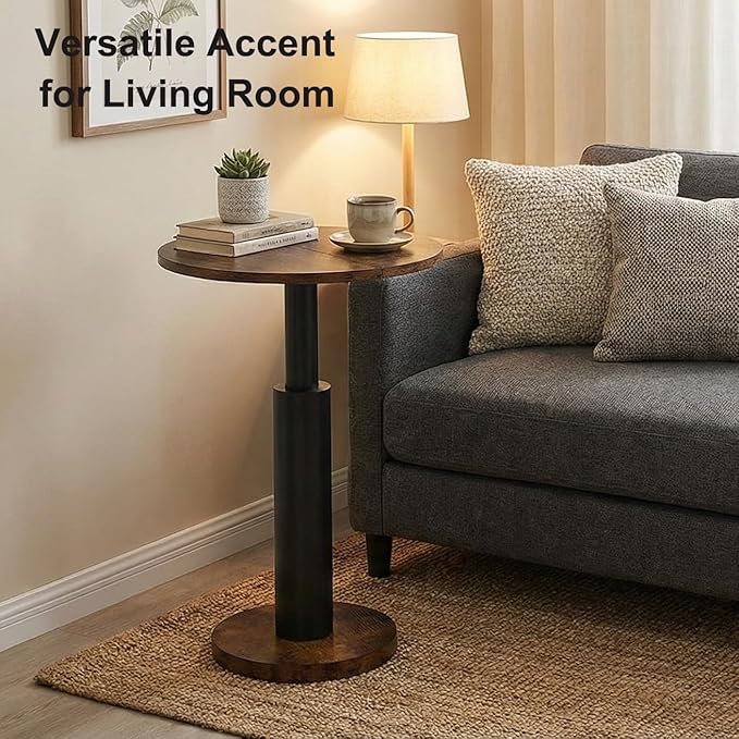 LAATOOREE Round Side Tables Set of 2, Pedestal Drink Table, Spacious Top