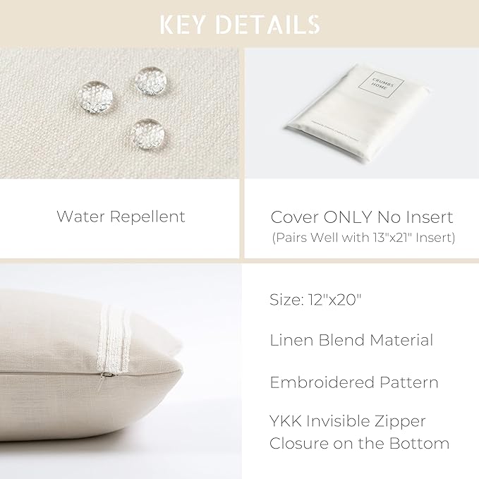 Crumbs Home Modern Farmhouse Fall Linen Indoor Outdoor Lumbar Pillow Cover Only