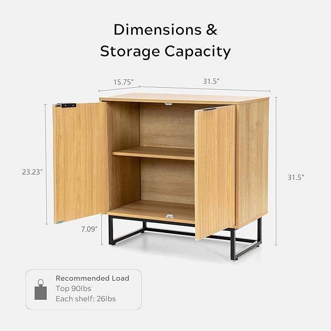 EYYTHUNG Fluted Cabinet with Storage, Sideboard Buffet Cabinet with Adjustable