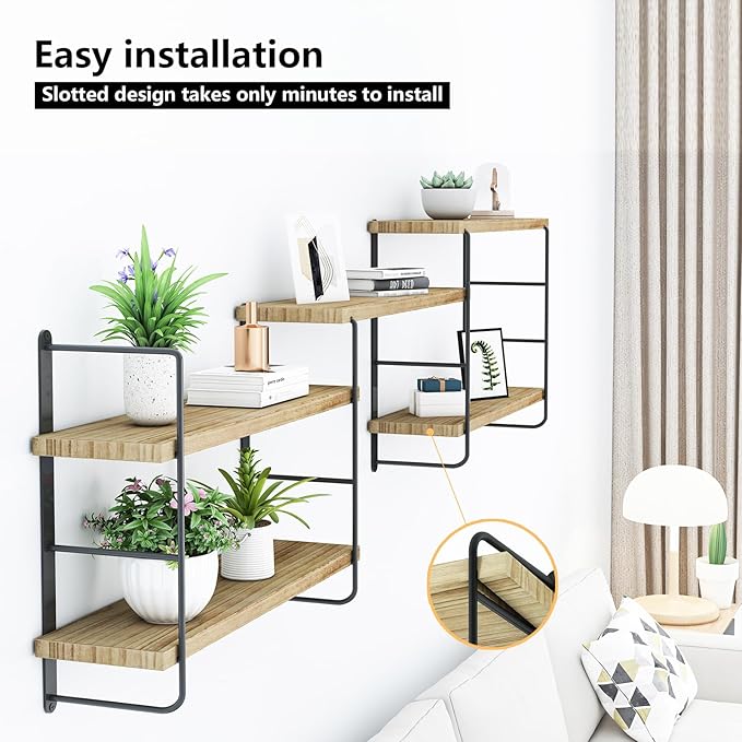 MXCSE Wall Shelves, Wall Mounted Floating Bookshelves, DIY Wood Hanging Shelves