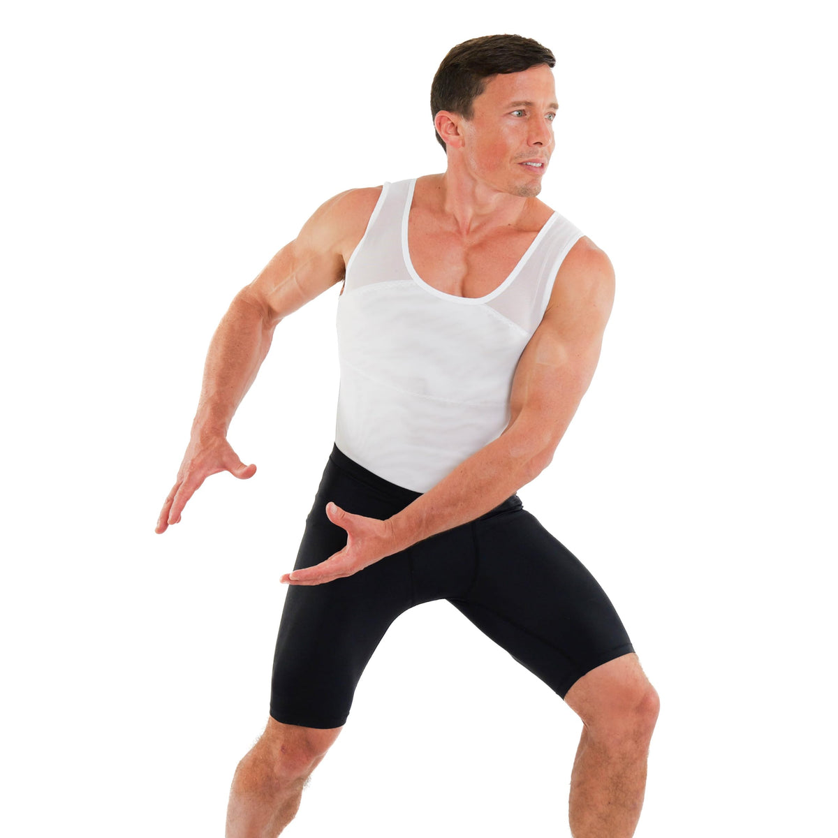 Esteem Apparel Original Men's Chest Compression Shirt to Hide Gynecomastia Slimming Shapewear (White, Large)