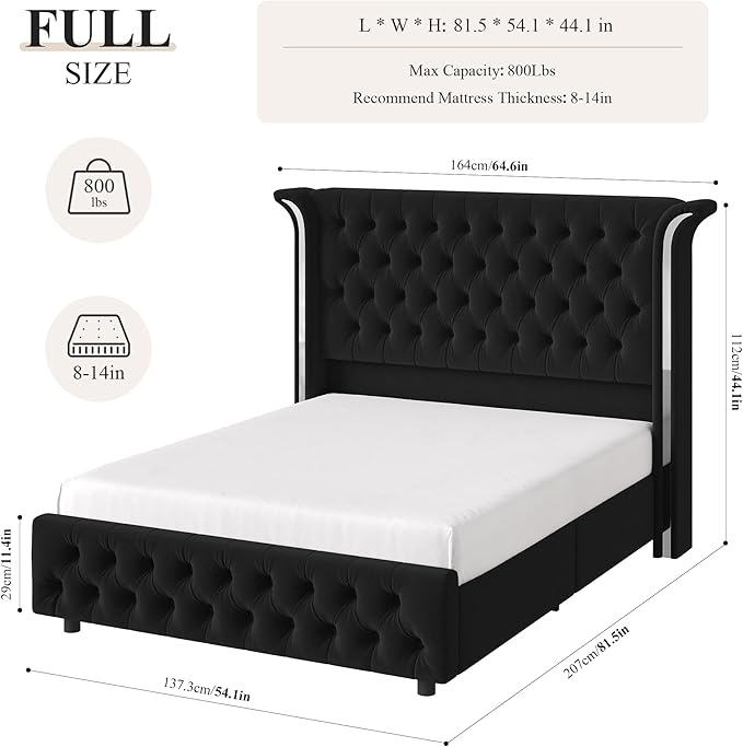 Keyluv Full Smart LED Bed Frame