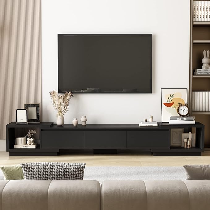 AGOTENI Expandable TV Stand Media Console Table, Modern Entertainment Center