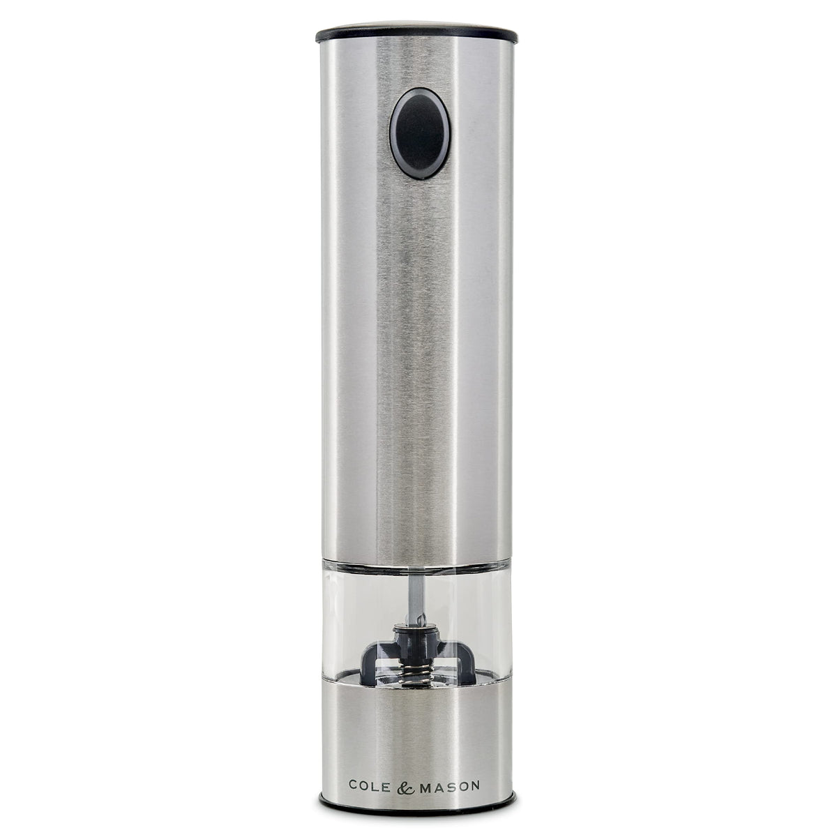 Cole & Mason Battersea Electronic Salt & Pepper Mill - One-Button Salt & Pepper Grinder - Refillable & Adjustable Salt & Pepper Shakers - Kitchen Accessories - Stainless Steel - 1 Pack