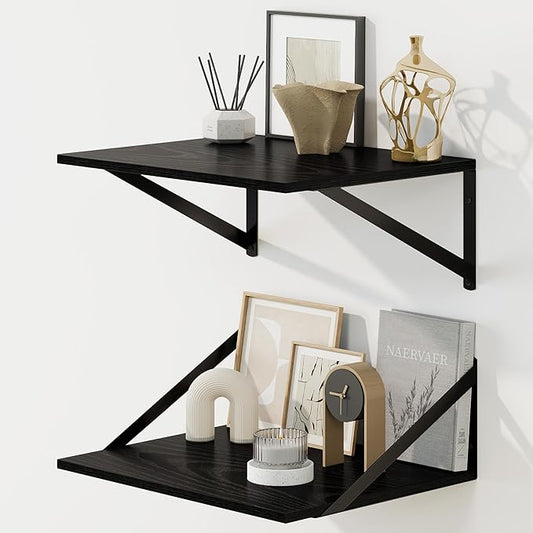Fun Memories Floating Shelves for Wall, 12 Inch Deep Floating Shelves Set of 2