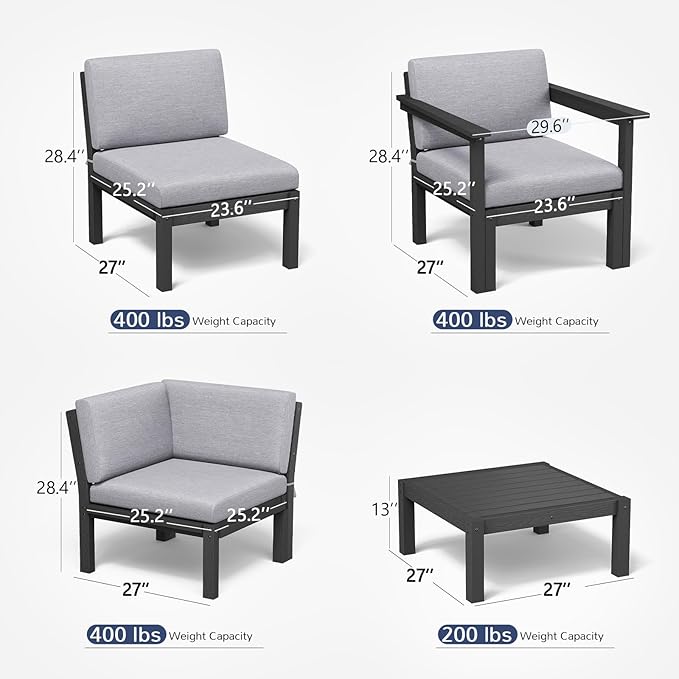 Stoog 11-Piece U-Shaped Patio Sectional Sofa Set, All-Weather Modular &