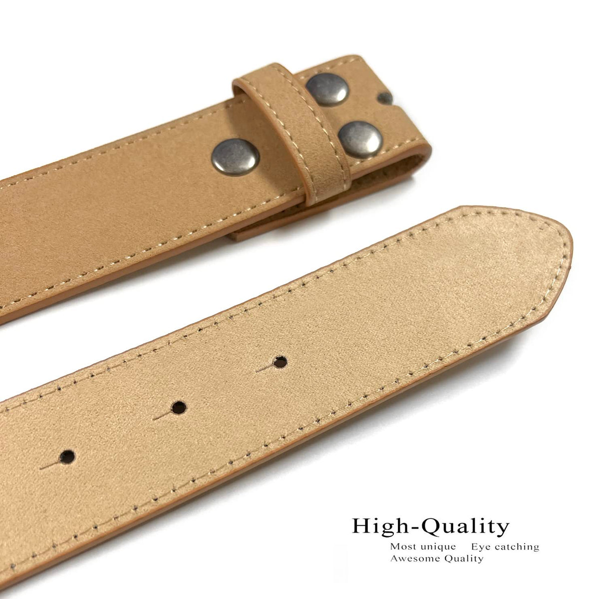Men's Belt Rounded Edge Heel Bar Buckle Casual Jean Suede Leather Belt 1 1/2" Wide (Taupe, 30)