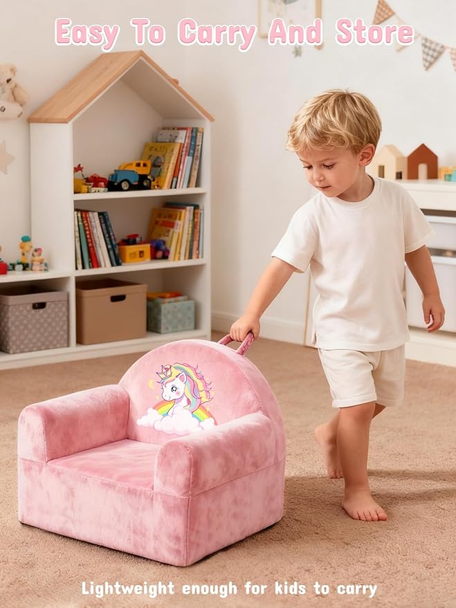 Kids Sofa Chair with Removable Washable Cover & Magic-Tape Backrest Toddler