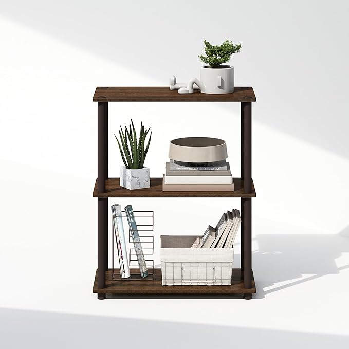 Furinno Turn-N-Tube Book Shelf, 3-Tier Bookshelf, Bookcase
